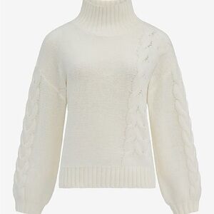 Express Ivory Cable Knit Turtleneck Sweater